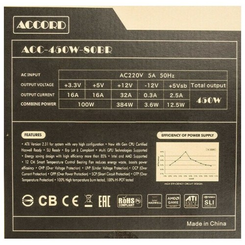Блок питания ACCORD ACC-450W-80BR 450W (черный) 6