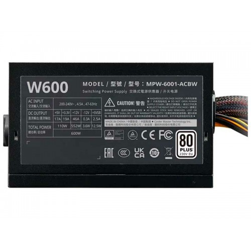 Блок питания COOLER MASTER ATX MPW-6001-ACBW-BEU 600W (черный) 1