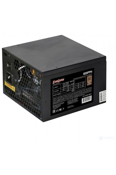 Блок питания ExeGate 600PPH 80 PLUS Bronze 600W BOX (0EX280578RUS) (черный) 