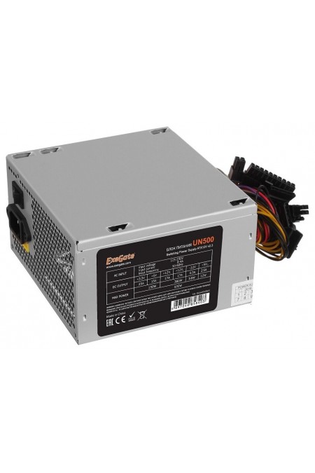 Блок питания ExeGate UN500 500W + кабель 220V с защитой от выдергивания (EX284703RUS) (серебристый) 