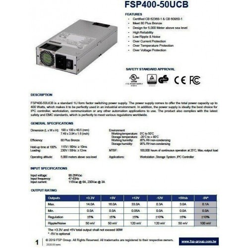 Блок питания FSP FSP400-50UCB 400W (серый) 1