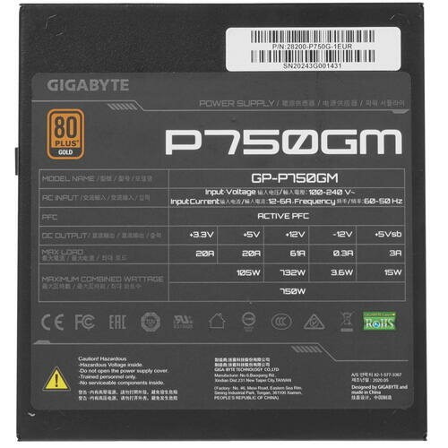 Блок питания GIGABYTE GP-P750GM 750W (черный) 9