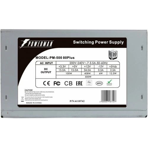 Блок питания Powerman PM-500 80 Plus 500W (6118742) (серый) 2