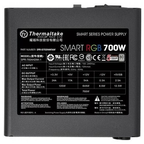 Блок питания Thermaltake Smart RGB 700W (PS-SPR-0700NHSAWE-1) (черный) 4