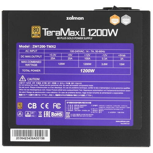 Блок питания Zalman TeraMax II (ZM1200-TMX2)1200W (черный) 7