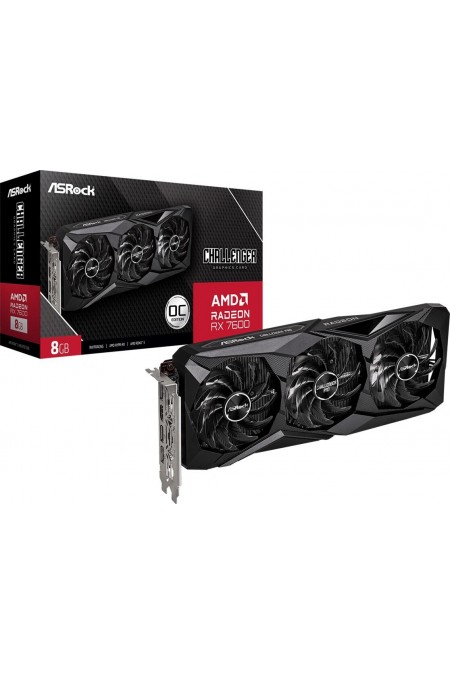 Видеокарта ASRock AMD Radeon RX 7600 Challenger Pro OC 8GB (RX7600 CLP 8GO), Retail 