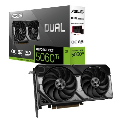 Видеокарта ASUS nVidia GBeForce RTX 5060 Ti 8GB (DUAL-RTX5060TI-O8GB) (90YV0MP2-M0NA00), Retail 4