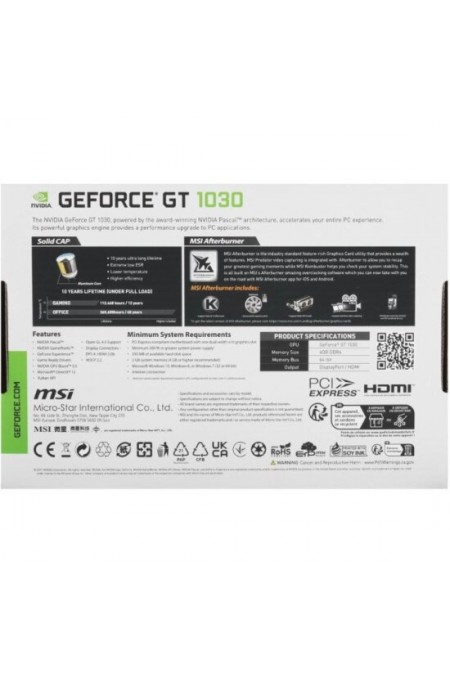 Видеокарта MSI nVidia GeForce GT 1030 4GD4 LP OC 4GB, Retail 3