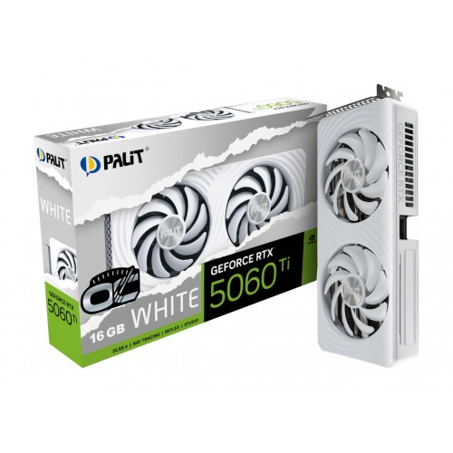 Видеокарта Palit nVidia GeForce RTX 5060 Ti White OC 16GB (NE7506TU19T1-GB2061M), Retail 