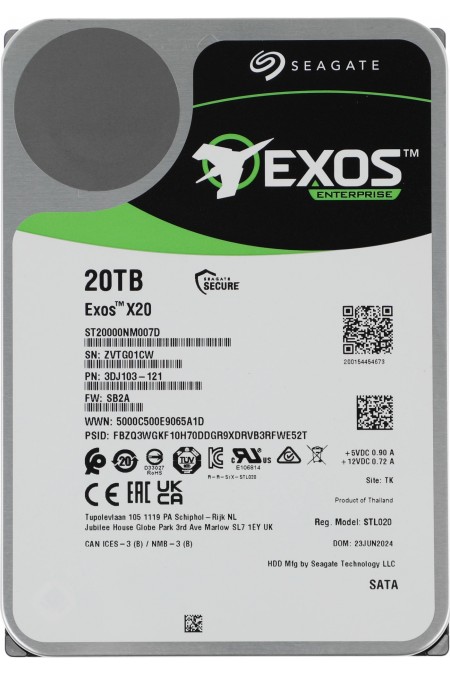 Внутренний HDD Seagate Exos X20 20 ТБ (ST20000NM007D) 
