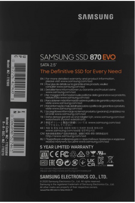Внутренний SSD Samsung 500 ГБ SATA (MZ-77E500B/EU) 8