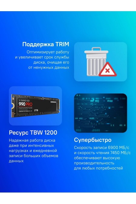 Внутренний SSD Samsung 990 PRO 2 ТБ M.2 (MZ-V9P2T0BW) 7
