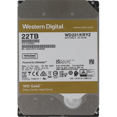 Внутренний HDD Western Digital Gold 22 ТБ (WD221KRYZ) 