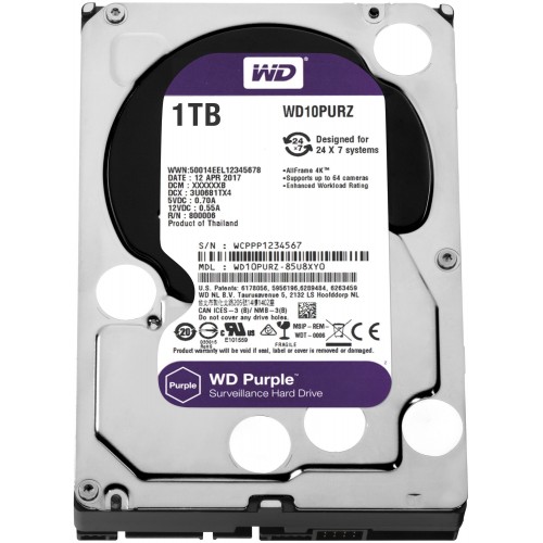 Внутренний HDD Western Digital Purple 1 ТБ (WD10PURZ) 1