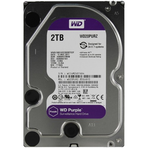 Внутренний HDD Western Digital Purple 2 ТБ (WD22PURZ) 5