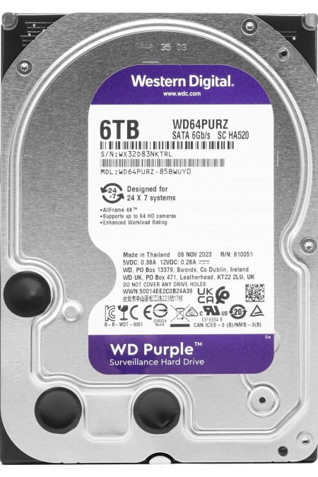 Внутренний HDD Western Digital Purple 6 ТБ (WD64PURZ) 2