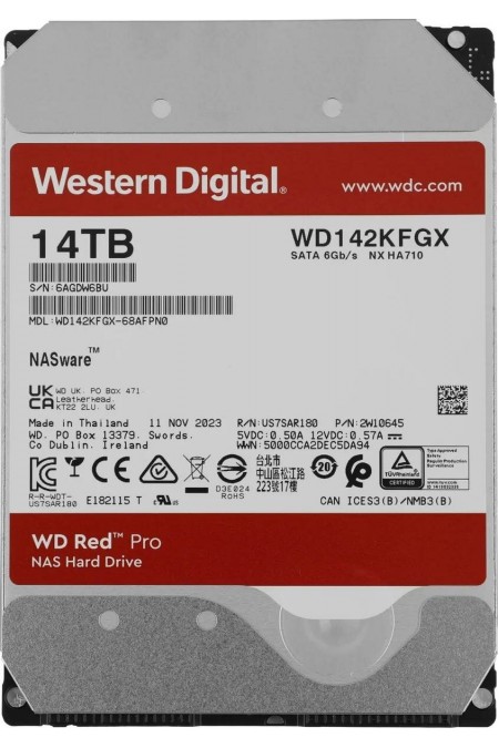 Внутренний HDD Western Digital Red Pro 14 ТБ (WD142KFGX) 