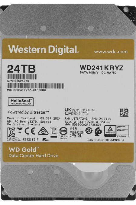 Внутренний HDD Western Digital Server Gold 512E 24 ТБ SATA-III (WD241KRYZ) 1