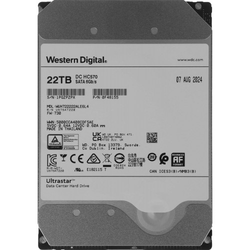 Внутренний HDD Western Digital WD DC HC570 22 ТБ 0F48155 (WUH722222ALE6L4) 3