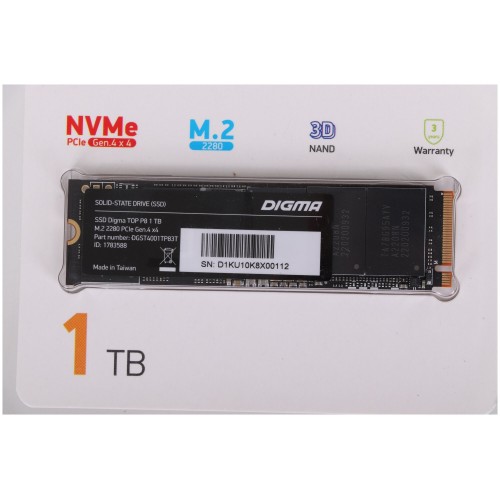 Внутренний SSD Digma Top P8 1 ТБ M.2 2280 (DGST4001TP83T) 2
