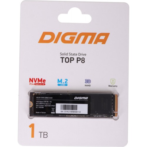 Внутренний SSD Digma Top P8 1 ТБ M.2 2280 (DGST4001TP83T) 7
