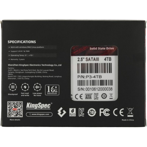 Внутренний SSD KingSpec P3 4 ТБ SATA (P3-4TB) 1