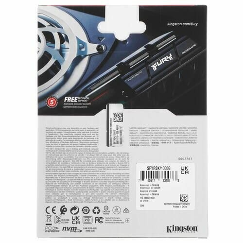 Внутренний SSD Kingston FURY Renegade 1 ТБ M.2 (SFYRSK/1000G) 8