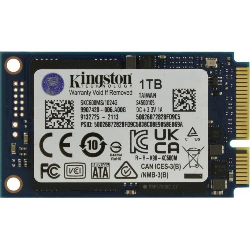 Внутренний SSD Kingston KC600 1 ТБ mSATA (SKC600MS/1024G) 7