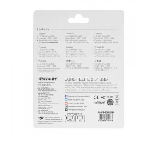 Внутренний SSD Patriot Memory Burst Elite 960 ГБ SATA (PBE960GS25SSDR) 3