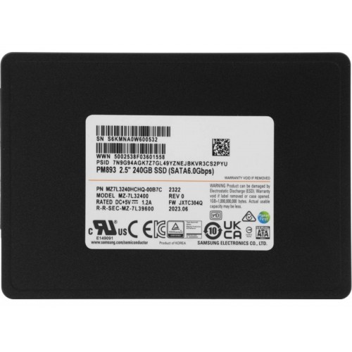 Внутренний SSD Samsung PM893 240 ГБ (MZ7L3240HCHQ-00B7C) 