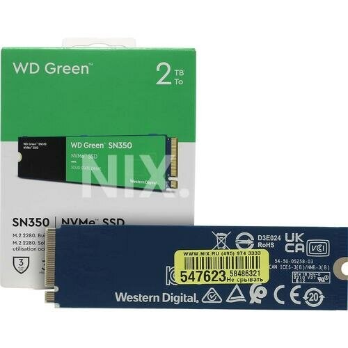 Внутренний SSD Western Digital Green SN350 NVMe 2 ТБ M.2 (WDS200T3G0C) 7