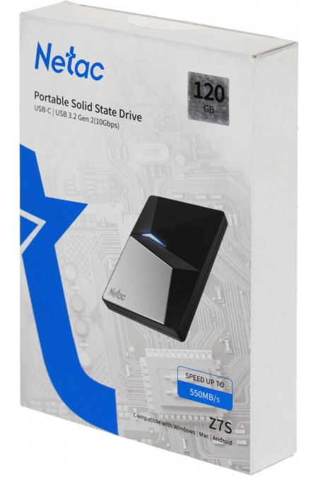 Внешний SSD Netac Z7S 120ГБ (NT01Z7S-120G-32BK) (серебристый/черный) 10