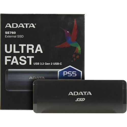 Внешний SSD ADATA SE760 512 ГБ (ASE760-512GU32G2-CBK) (титановый серый/черный) 1