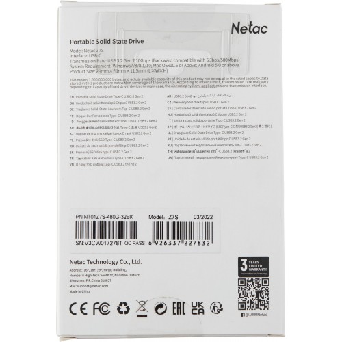 Внешний SSD Netac Z7S 2ТБ (NT01Z7S-002T-32BK) (черный) 5