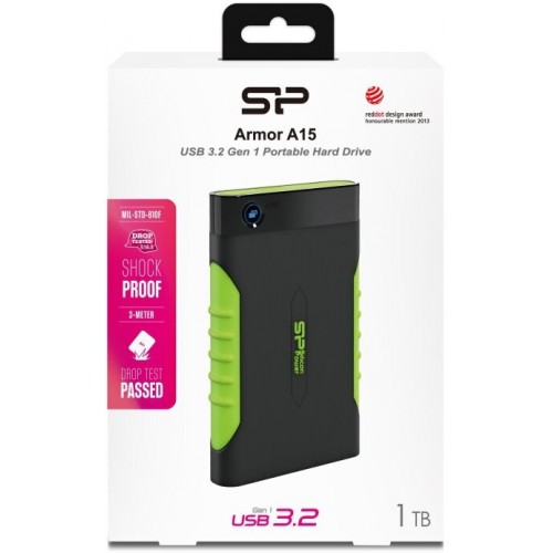 Внешний SSD Silicon Power Armor A15 2 ТБ (SP020TBPHDA15S3K) (черный/зеленый) 3
