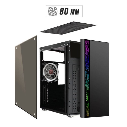 Корпус GINZZU A370 RGB без БП (черный) 1