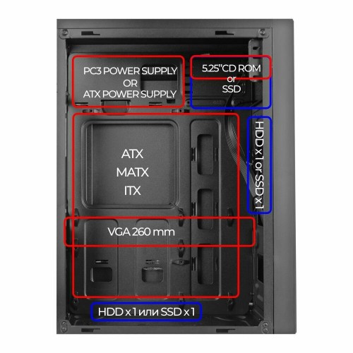 Корпус GINZZU A420 ATX без БП (черный) 3