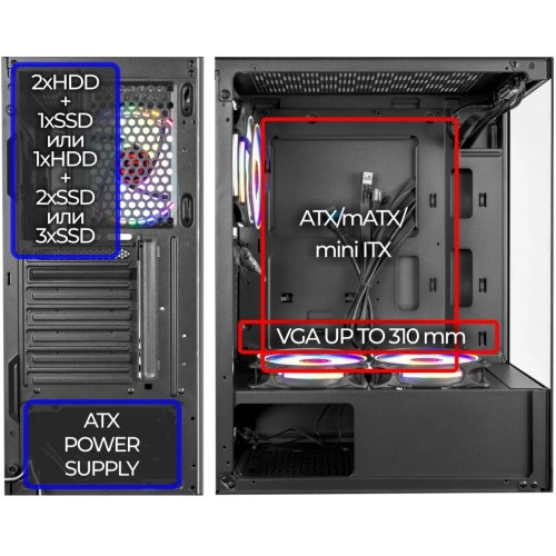 Корпус Ginzzu CL305 без БП (черный) 5