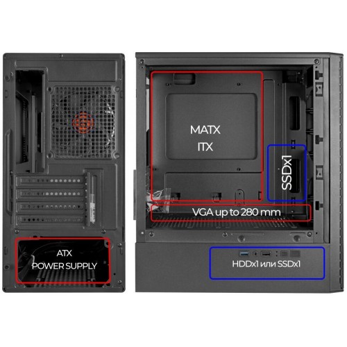 Корпус Ginzzu CL406 без БП (черный) 6