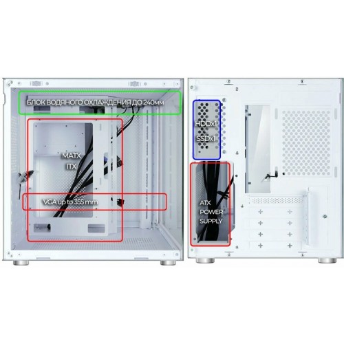 Корпус Ginzzu V200 без БП (белый) 8