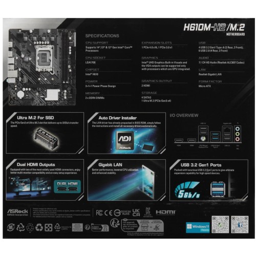 Материнская плата ASRock H610M-H2/M.2 DDR5 6