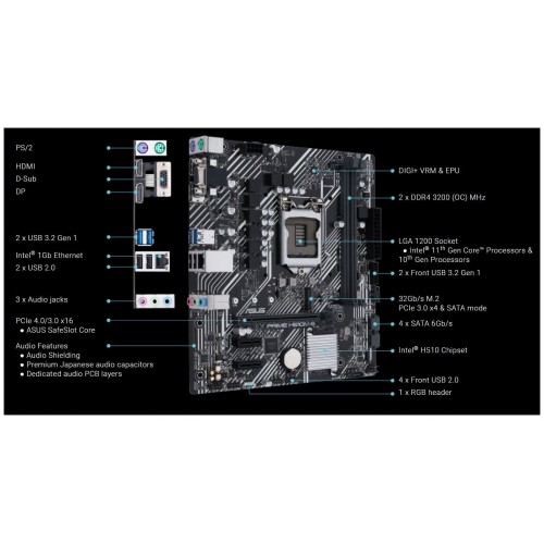 Материнская плата ASUS PRIME H510M-E (90MB17E0-M0EAY0) 4