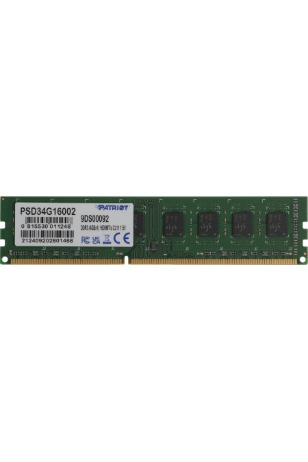 Оперативная память Patriot Memory SL 4 ГБ DDR3 1600 МГц DIMM CL11 (PSD34G16002) 