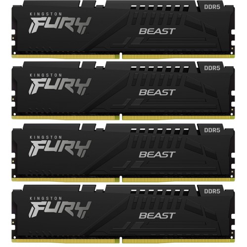 Оперативная память Kingston Fury Beast Black 64 ГБ (16 ГБ x 4 шт.) DDR5 6000 МГц DIMM CL40 (KF560C40BBK4-64) 