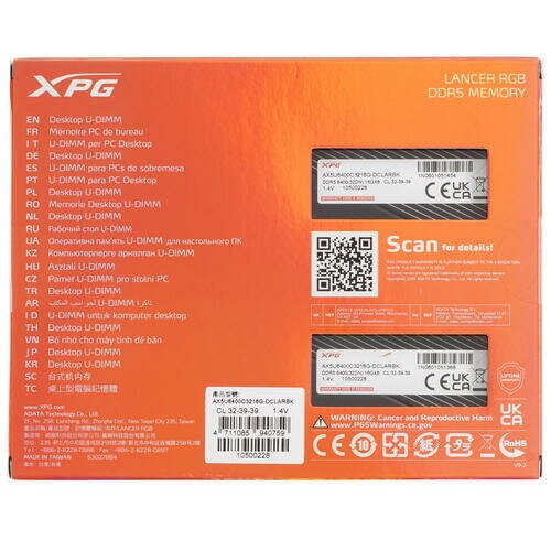 Оперативная память ADATA XPG (16 ГБ x 2 шт.) DDR5 6400 МГц DIMM CL32 (AX5U6400C3216G-DCLARBK) 6