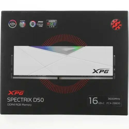 Оперативная память ADATA XPG Spectrix D50 RGB 32GB (16 ГБ x 2 шт.) DDR4 3600 МГц UDIMM CL18 (AX4U360016G18I-DW50) 4