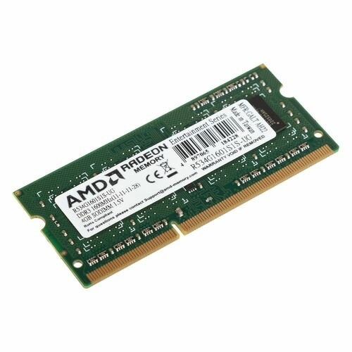 Оперативная память AMD 4 ГБ 1600 МГц DDR3 SODIMM CL11 (R534G1601S1S-UG) 