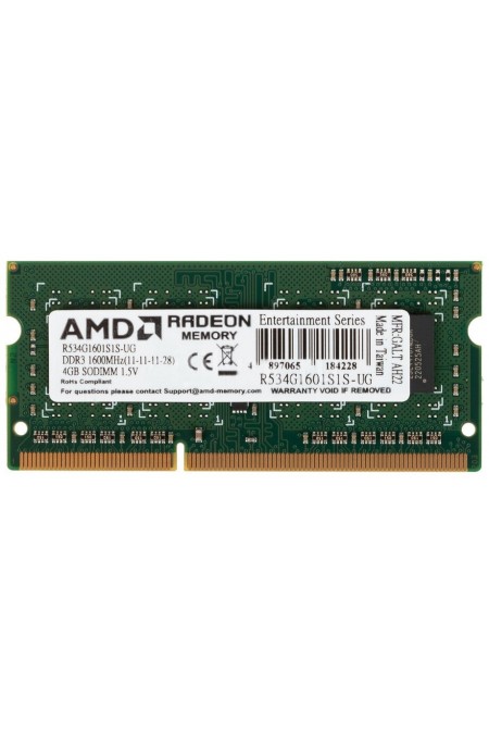 Оперативная память AMD 4 ГБ 1600 МГц DDR3 SODIMM CL11 (R534G1601S1S-UG) 1