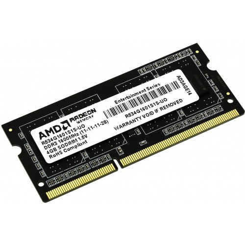 Оперативная память AMD 4 ГБ DDR3 1600 МГц SODIMM CL11 (R534G1601S1S-UO) 1