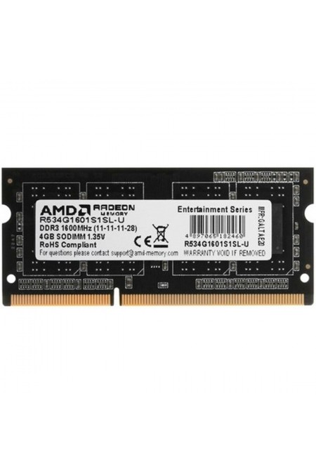Оперативная память AMD 4 ГБ DDR3L 1600 МГц SODIMM CL11 (R534G1601S1SL-U) 